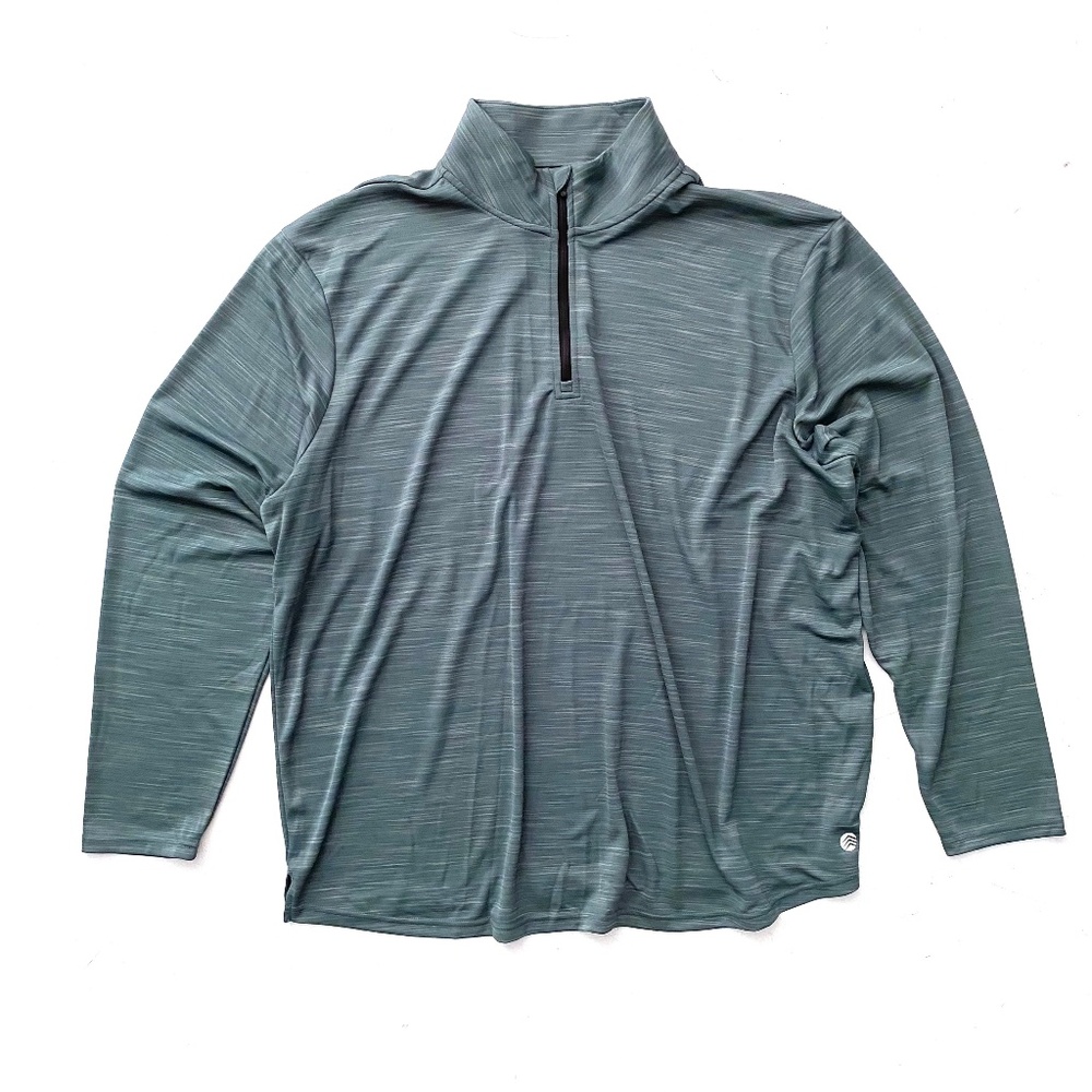 Solaris Shirt 1/4 Zip Long Sleeve Teal Heather 100% Polyester 2XB